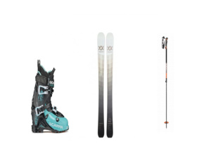Dámský skialpový set lyže 156 cm s pásy a vázáním + boty + hole