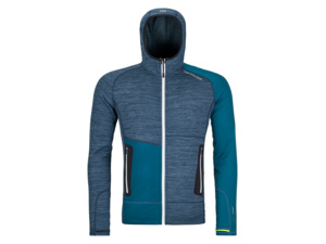 Mikina s kapucí ORTOVOX Fleece Light Grid Deep Ocean Blend