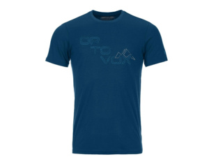 Triko ORTOVOX 185 Merino Tangram Logo Petrol Blue