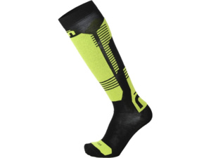 Ponožky MICO Calza Ski Natural Merinos Light Weight Nero Giallo Fluo