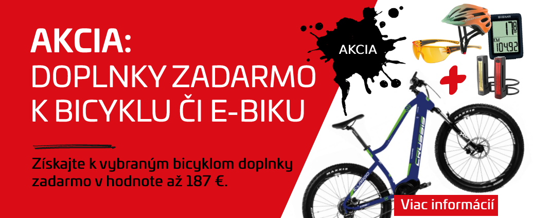 Vyberte si bicykel alebo e-bike a získajte doplnky v hodnote až 187 € zadarmo